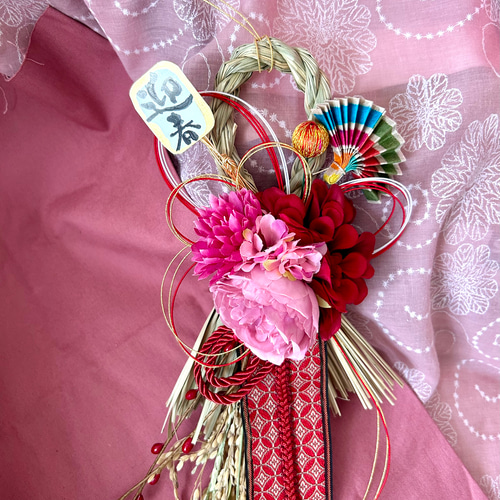 585»◤完売しました◢ 2025✿早割りお正月しめ縄飾り*レッドカラー