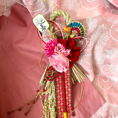 585»◤完売しました◢ 2025✿早割りお正月しめ縄飾り*レッドカラー