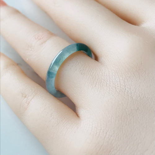 R290-0021］ ジェイド JADE ヒスイ 本翡翠 くりぬき リング 天然石 