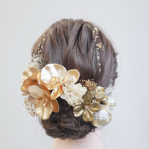 成人式　卒業式花冠　ゴールド ゴールドカチューシャ⌘ティアラ⌘結婚式 成人式 卒業式 - M＊flower