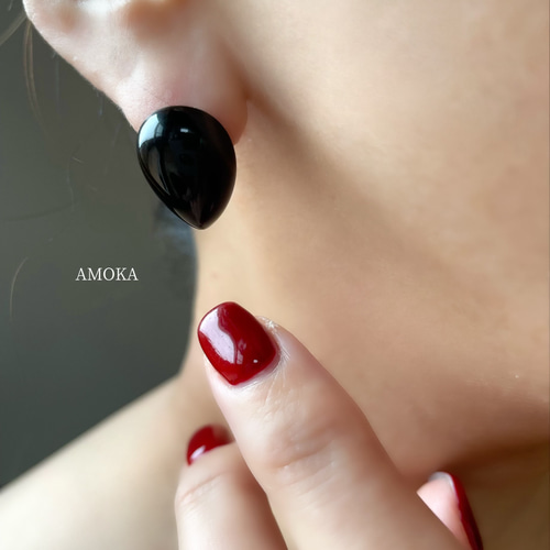 【Moon Magic】Bonny Hoops ブラックオニキスピアス Moon Magic】Bonny Hoops ブラックオニキスピアス