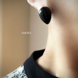 【ピアスを主役に】14kgfブラックオニキスピアス　秋冬ピアス　 4枚目の画像