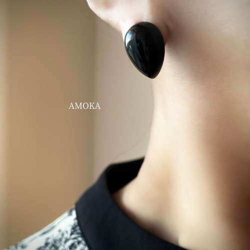【Moon Magic】Bonny Hoops ブラックオニキスピアス Moon Magic】Bonny Hoops ブラックオニキスピアス