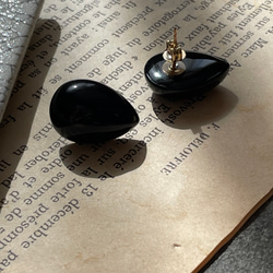 【ピアスを主役に】14kgfブラックオニキスピアス　秋冬ピアス　 19枚目の画像