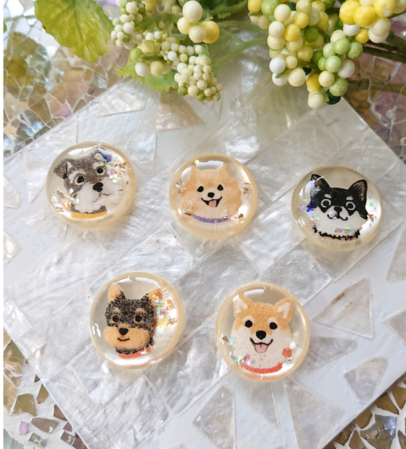 犬のボタン☆5個 u58 犬/ボタン/カボション/動物 ボタン こうちゃん 