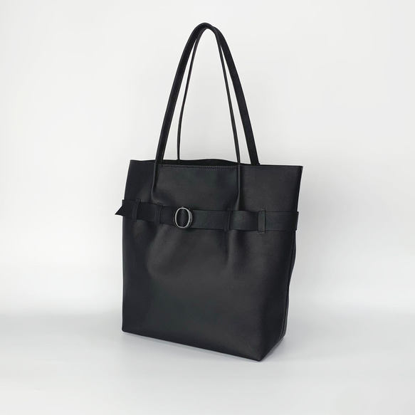 【新品☆未使用品】ANNAK レザー 本革製 トートバッグ A4◎ ブラック 本革トートバッグ A4サイズ対応 シンプルデザイン | 7173R - B