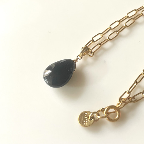 大粒モリオン(黒水晶)ネックレス サージカルステンレス316 ネックレス