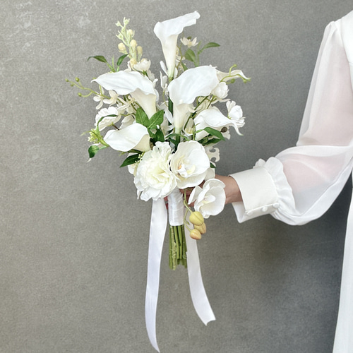 受注生産・10日以内の発送】ホワイト×グリーン カラーリリィの縦長