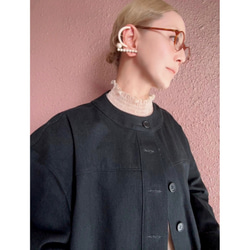 RATA❤️選擇你的長度❤️輕鬆套上，打造時尚造型❤️寬鬆版型❤️柔軟黑色牛仔外套 第16張的照片