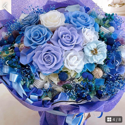 ✨特大✨高級感のある淡い紫＆水色ミックスバラプリザ