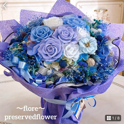 ✨特大✨水色＆白ミックスバラプリザ＆胡蝶蘭（アーティシャルフラワー）✨アレンジ cfa38436dacfab99fdca3792b22320