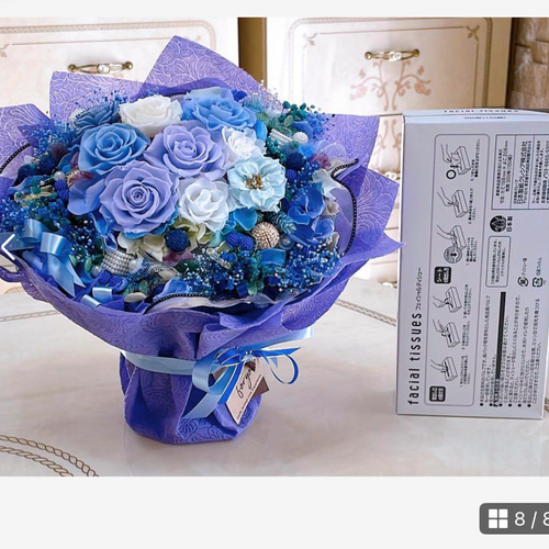 ✨特大✨高級感のある淡い紫＆水色ミックスバラプリザ