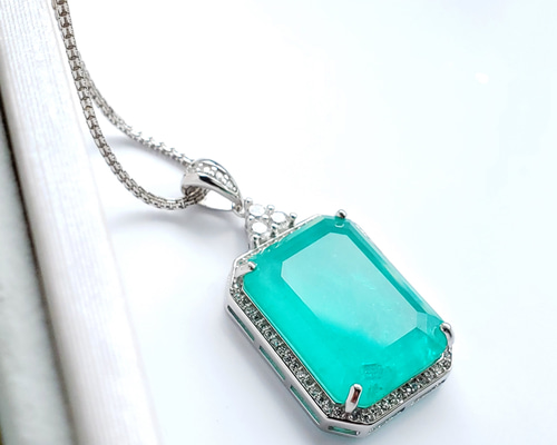 ラグーンブルー パライバトルマリン 人工宝石 ダブレット レクタングル