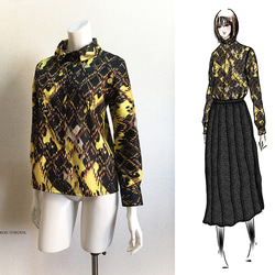 1点もの・デザイン画付き】日本製綿プリントストレッチジャガード生地 