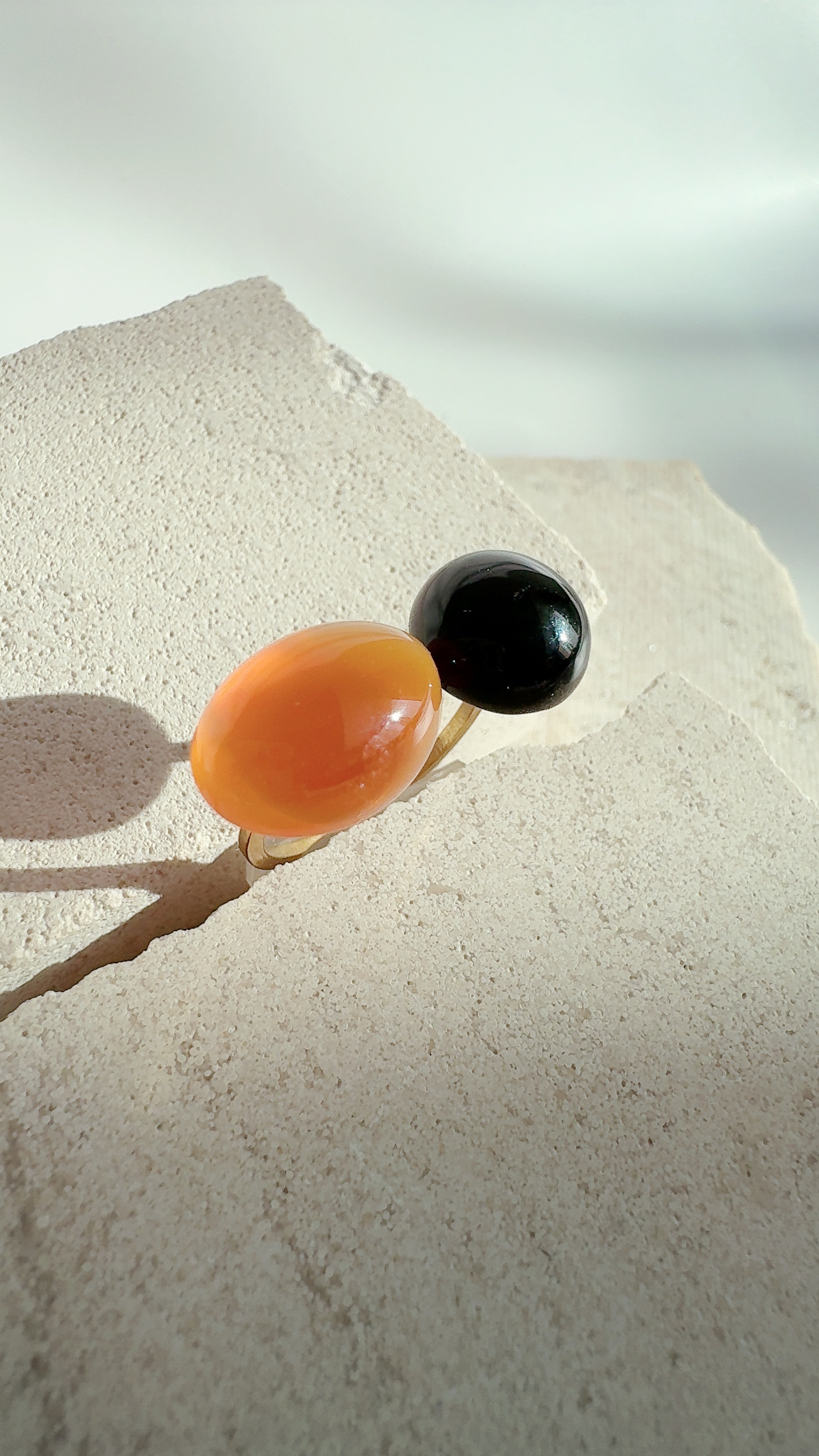 カーネリアン×ブラックオニキスのフォークリング