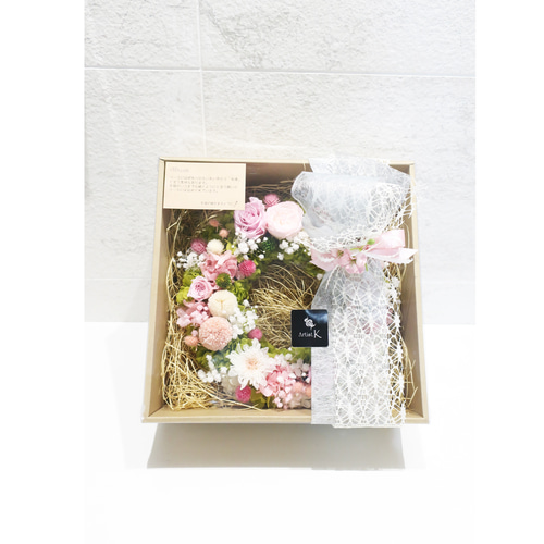 ローズたっぷりフラワーリース ✿ ドライ・プリザーブドフラワー BOX