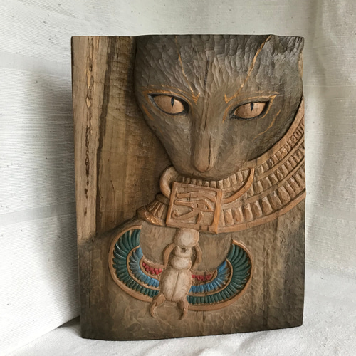 木彫 レリーフ 猫の箱 木彫 箱 昭和52年 古道具 アンティーク ブロカント バステト 木彫りレリーフ 彫刻 KUSANAGI工房 通販 18396284