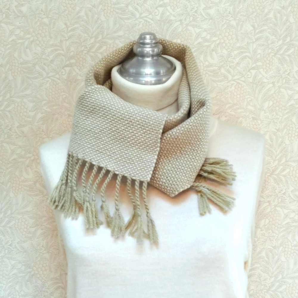 草木染毛糸の手織りマフラー　Ｍ-159　メリノウール100％/1点もの