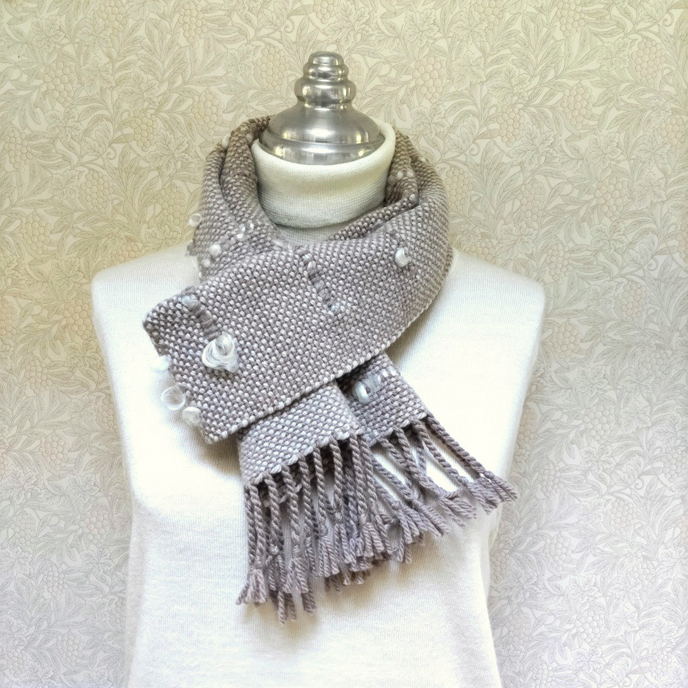 草木染毛糸の手織りマフラー　Ｍ-165　アースカラー/1点もの