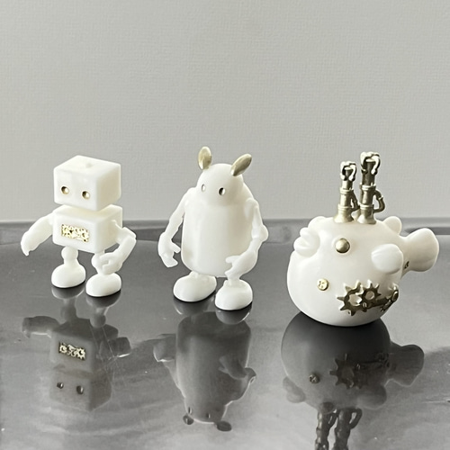 キューブロボ・ウサギロボ・メカふぐ3点セット その他人形 Pluie et 