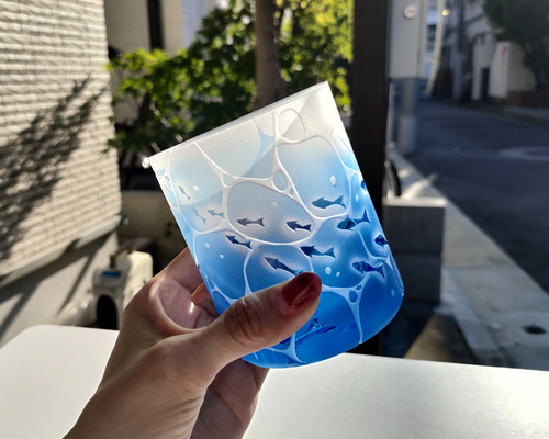 受注制作】minamo小魚 ロックグラス オールド サンドブラスト