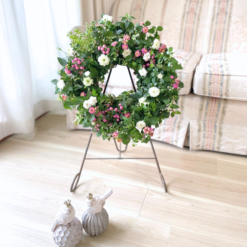 真珠の木とグリーンアイスの寄せ植えリース ☆*:.｡. 幸せのwreath