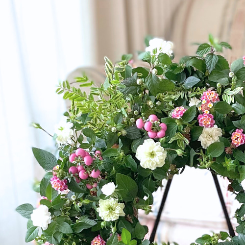 真珠の木とグリーンアイスの寄せ植えリース ☆*:.｡. 幸せのwreath