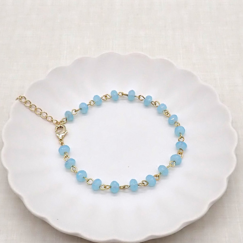 ★ルビー ボタンカット ブレスレット⑤(SA) サンストーン ボタンカットビーズ ブレスレット 5mm #QG115