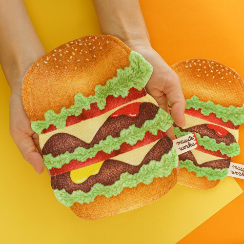 人と被らない！】大人・こども ガーゼハンカチセット ハンバーガー