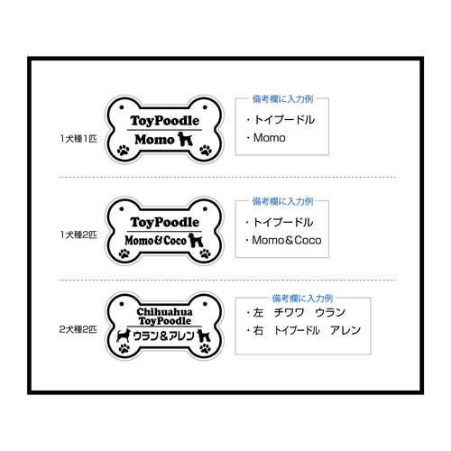 ボーン型ネームプレート 犬種イラスト、お名前入り・送料無料 おもちゃ