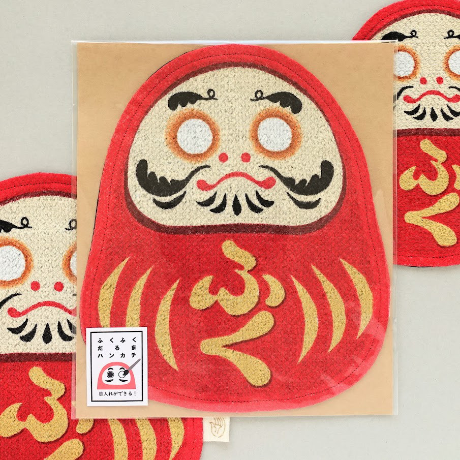 目入れができる!】ガーゼハンカチ ふくふく 赤だるまさん お守り 新年