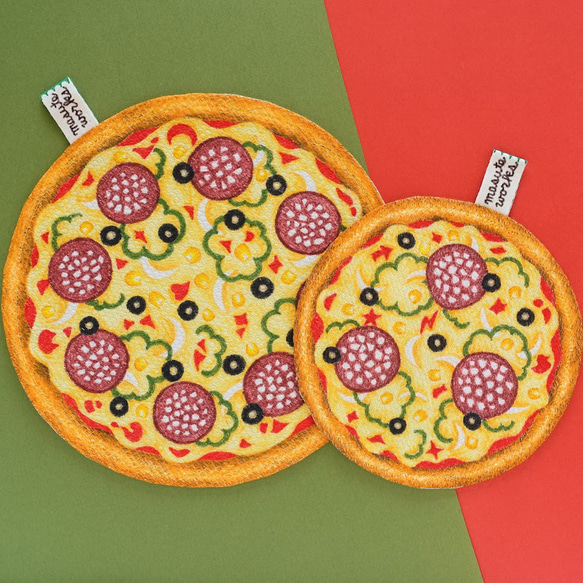 人と被らないギフト】大人・こども ガーゼハンカチセット ピザ