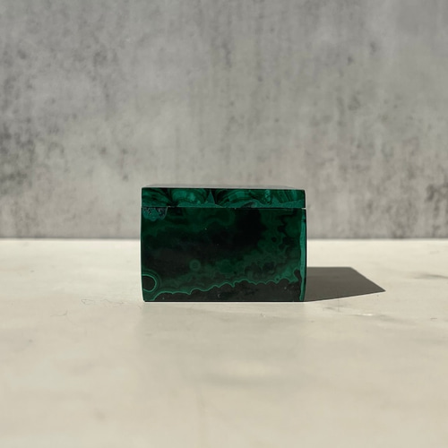 不運除けBox【コンゴ産 マラカイト／孔雀石】ボックス（箱）｜ふた付き