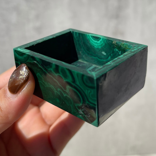 不運除けBox【コンゴ産 マラカイト／孔雀石】ボックス（箱）｜ふた付き