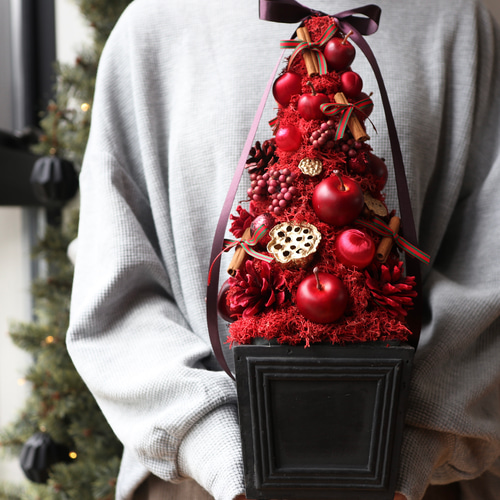 Noël Rouge シックな赤いクリスマスツリー 林檎 クリスマス