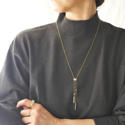 サージカルステンレス〇ジルコニアのスライド式ロングネックレス