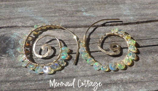 *14kgf*Precious Opal Swirl Earrings