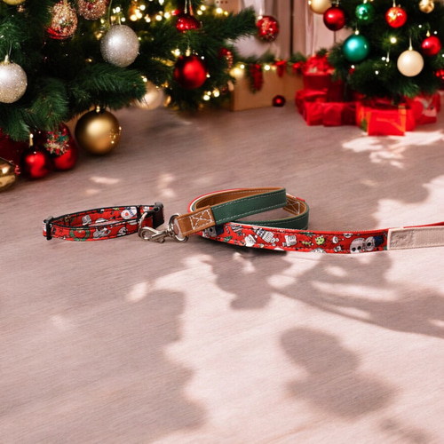 メリークリスマス 首輪リードのセット リード・首輪 Harapeko
