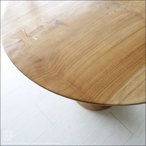 一枚板 チーク無垢材 プリミティブサイドテーブルN 一点物 丸テーブル