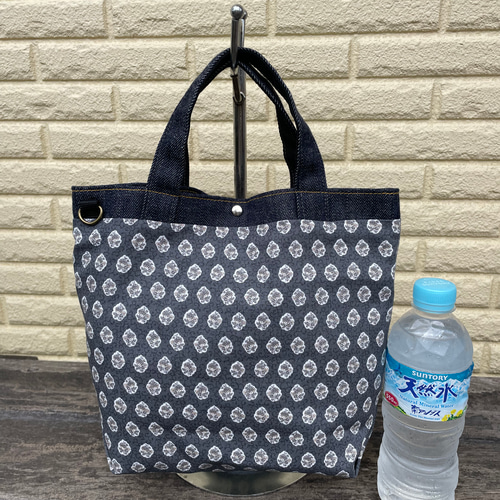 倉敷デニム✖️柄トートバッグ S.Mサイズ Hana*Hana トートバッグ Hana