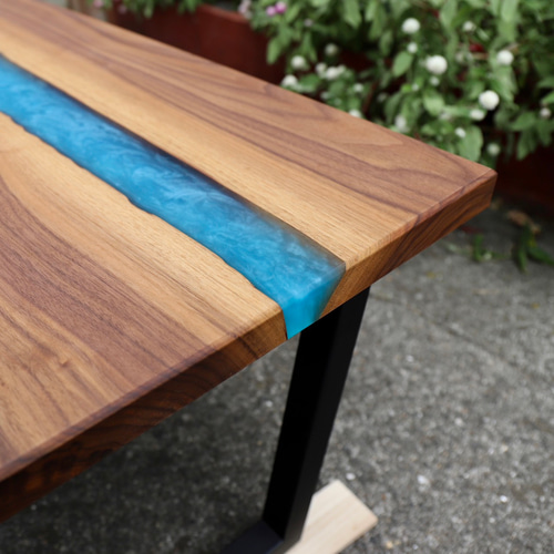 ウッドレジンコーヒーテーブル(カリビアンブルー) ローテーブル