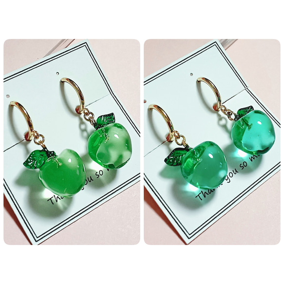 LOVE by e.m 青リンゴピアス　新品未使用品 LOVE BY e.m. ピアス たべかけりんごピアス レディース メンズ