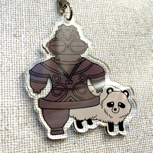 アクリルキーホルダー 遮光器土偶とタヌキ キーホルダー tanuki