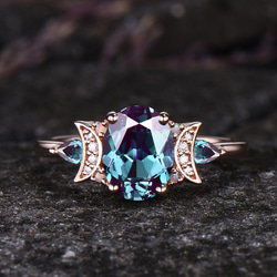 ユニークな 9 月の誕生石 ブルー サファイア リング 10 月の誕生石