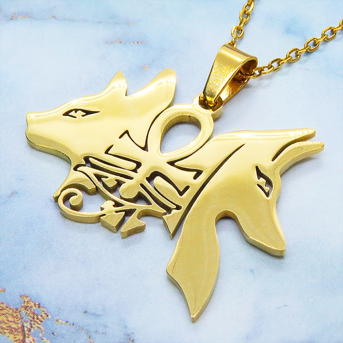 [とーとつにエジプト神2] Anubis ネックレス シルバー(ステッカー付き) とーとつにエジプト神2] Anubis ネックレス シルバー(ステッカー