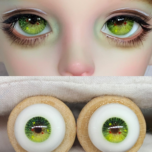 グリーン キラキラ ドールアイ 14mm ドールアイ レジンアイ 12mm 16mm