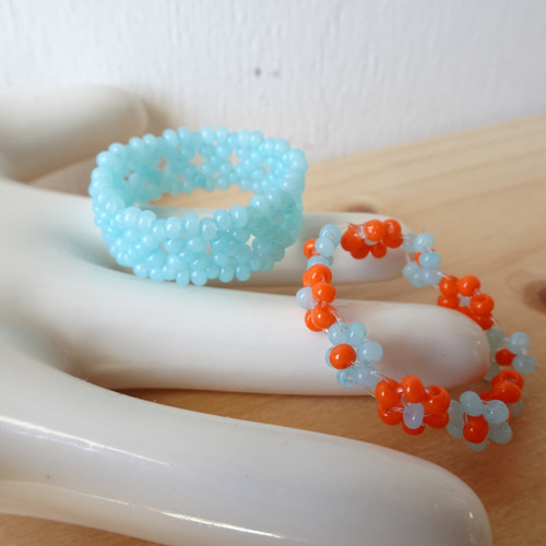 ビーズリング太花mix（水色） 指輪・リング Rama 通販 18398423