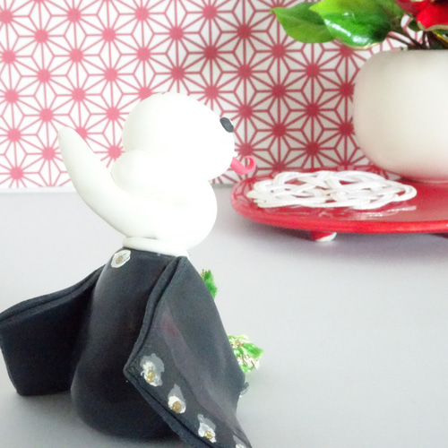 赤椿ヘビ年【パンフラワー/干支の置物】2025年巳年♪椿/梅/へび/水引