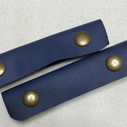 【3センチ幅対応】紺×アンティークメタル　持ち手カバー　ハンドルカバー　トートバッグ 2枚目の画像