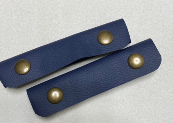 【3センチ幅対応】紺×アンティークメタル　持ち手カバー　ハンドルカバー　トートバッグ 2枚目の画像